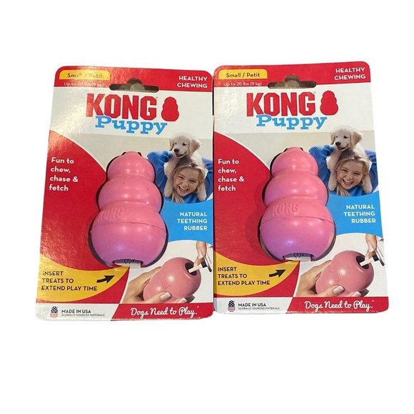 Set of 2 Kong Puppy Small Rubber Teething Dog Treat Dispenser Chew Toy K… - Picture 5 of 7